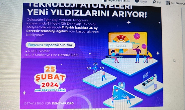 Deneyap Teknoloji Atölyeleri Yeni Yıldızlarını Arıyor!