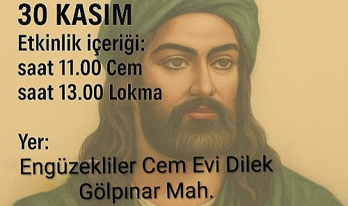 Engüzekliler Cemevi’nde Abdal Musa Birlik Lokması Düzenlenecek