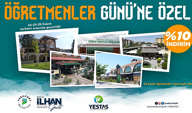 Yeşilyurt Belediyesi’nden Öğretmenler Günü’ne Özel İndirim Müjdesi!